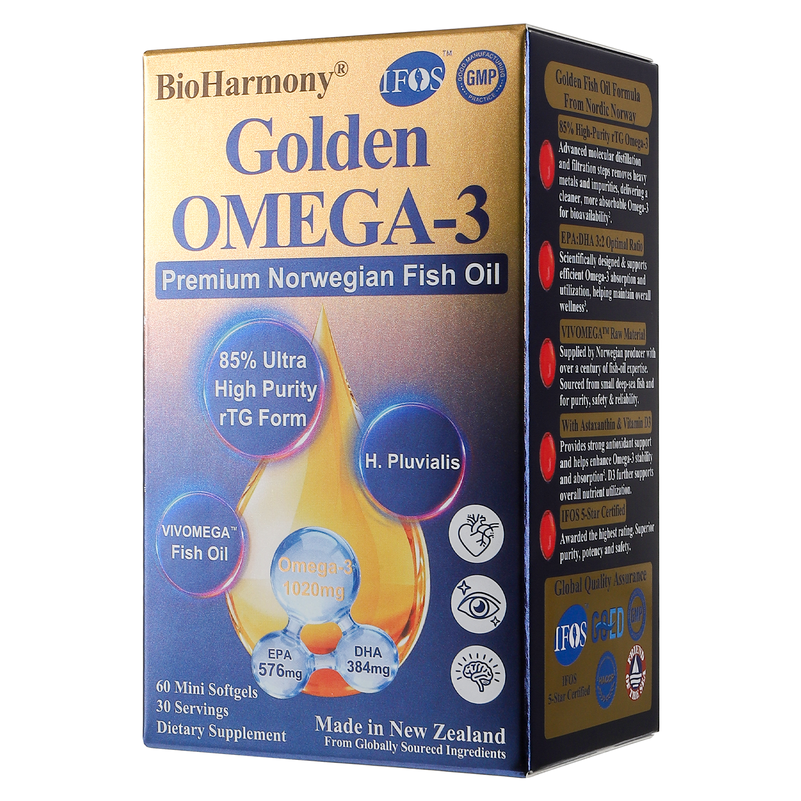BioHarmony Golden Omega-3 | IFOS 5-Star Norwegian Fish Oil