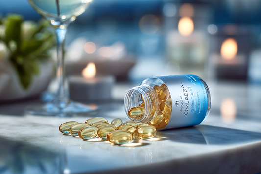 A premium fish oil freshness concept highlighting protective packaging and oxidation control in a clean modern setting