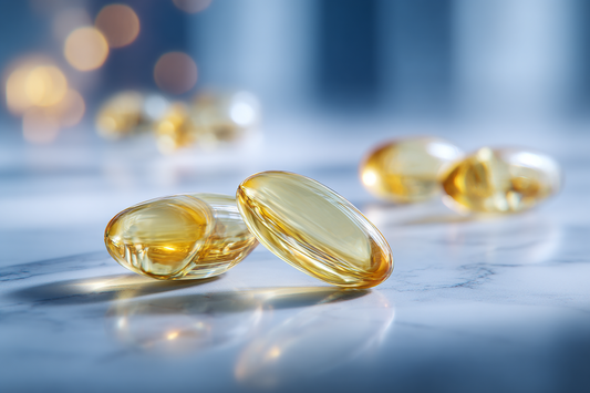 A premium omega-3 quality control scene representing fish oil testing, transparency, and informed supplement selection