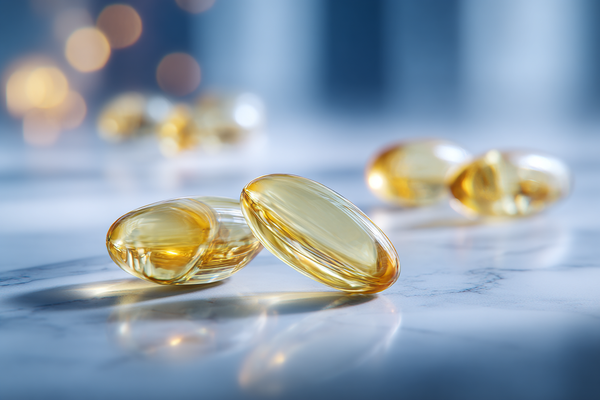 A premium omega-3 quality control scene representing fish oil testing, transparency, and informed supplement selection