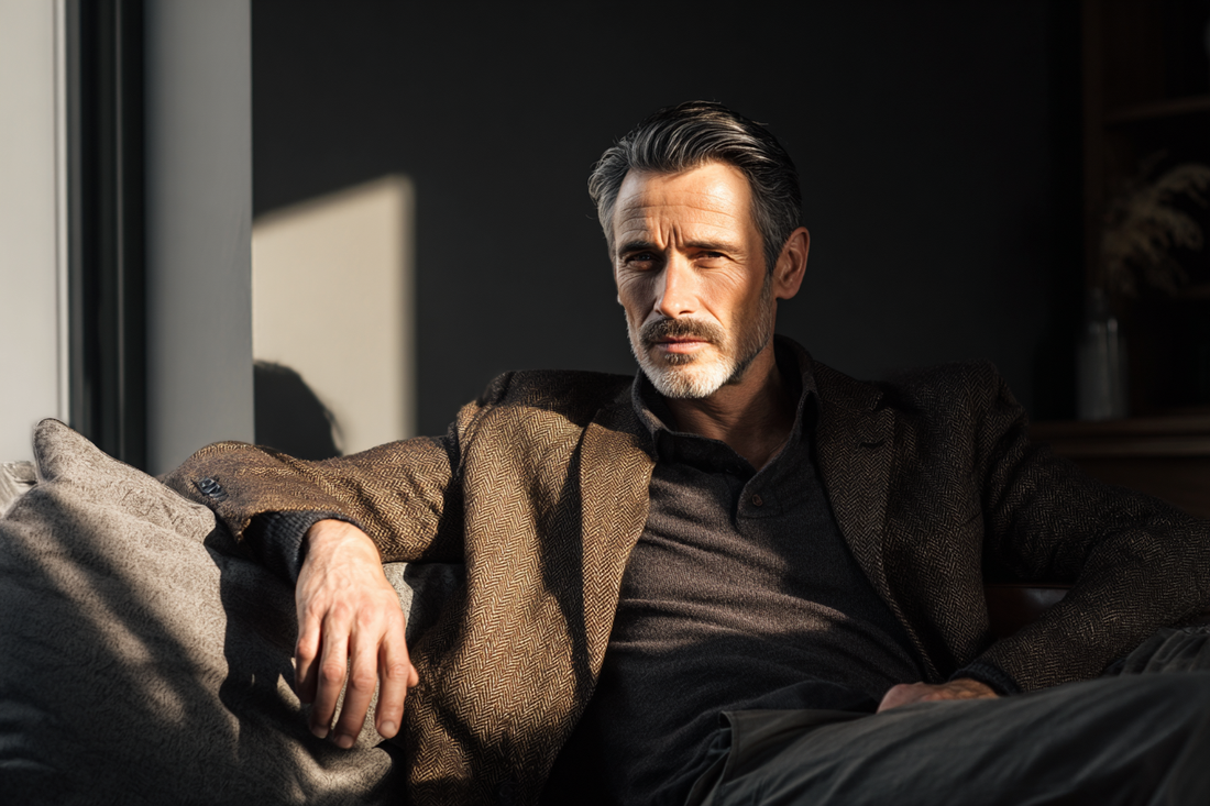 A mature man in a calm and refined setting representing daily comfort, self-discipline, and long-term men’s wellness stability