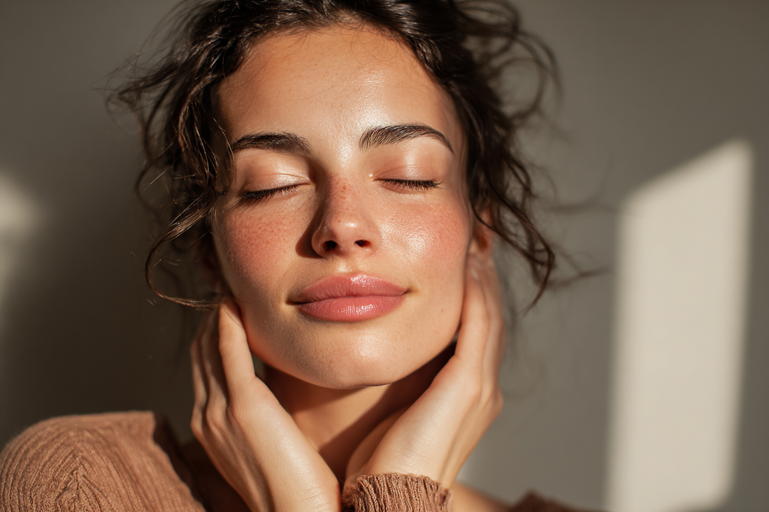 A modern woman with a calm radiant look representing inside-out beauty, daily wellness, and skin-health support