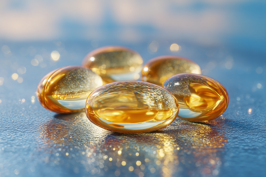 A premium omega-3 formula concept showing balance, antioxidant support, and nutritional completeness in a clean modern setting