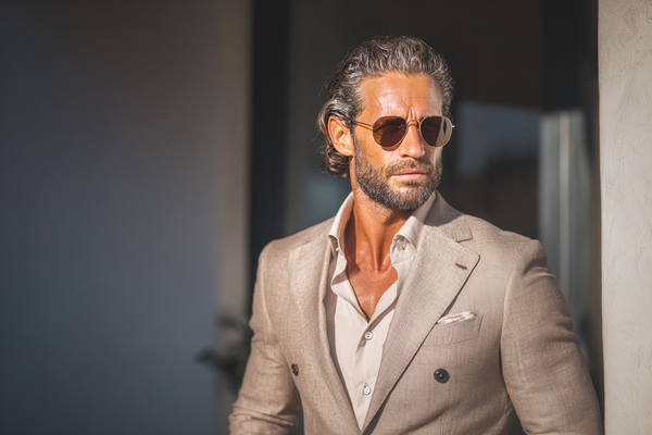 A confident modern man in a refined setting representing long-term vitality, steady energy, and coherent daily wellness management
