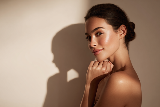 A radiant modern woman in an elegant self-care setting representing antioxidant beauty support, wellness, and inside-out care