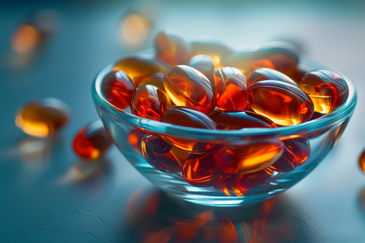 Premium fish oil softgels in a clean protected setting representing freshness and oxidation control
